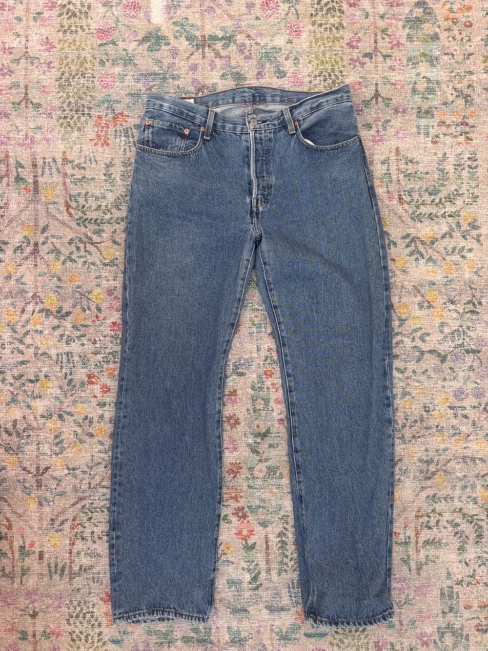 Levis 501 90,s Straight Leg Women's Jeans in Mid Blue Denim